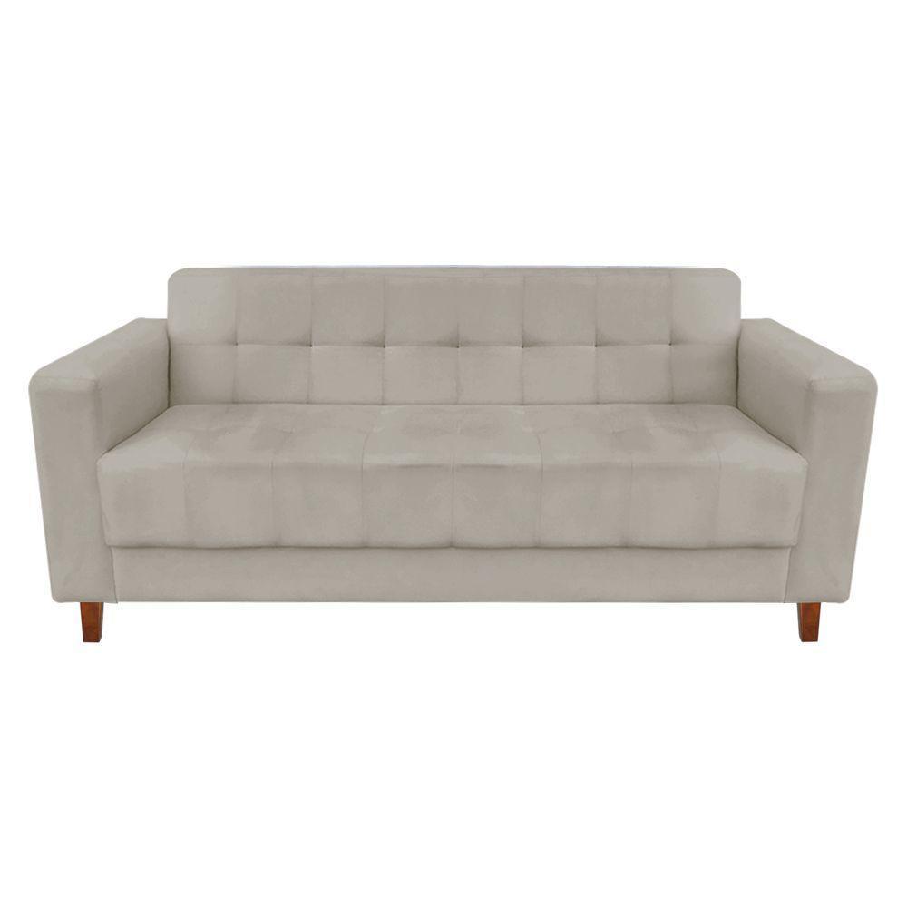 Sofá 03 Lugares Arezzo Suede Marrom Castanho - 1