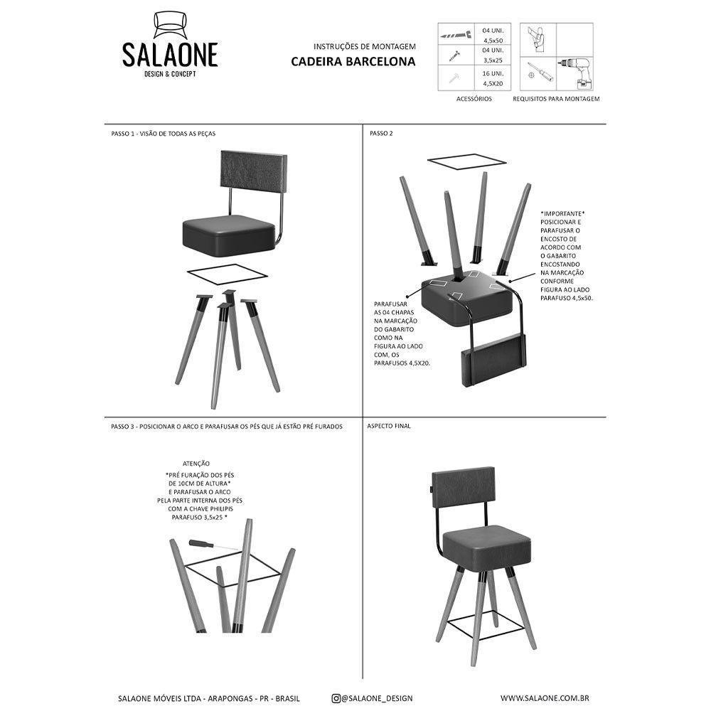 Kit 2 Cadeiras Barcelona Cor Café - Speciale Home Café - 2