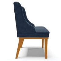Kit 4 Cadeiras Decorativas Sala De Jantar Base Fixa De Madeira Firenze Suede Azul Marinho/castanho - 2
