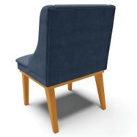 Kit 4 Cadeiras Decorativas Sala De Jantar Base Fixa De Madeira Firenze Suede Azul Marinho/castanho - 5