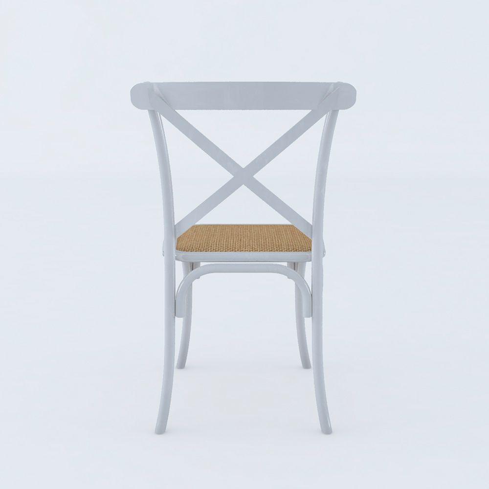 Kit 8 Cadeiras Jantar Cross Branca Assento Bege Aço Branco - 5