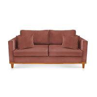 Sofá 03 Lugares Juliette Rosê Base Madeira Castanho - 1