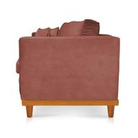 Sofá 03 Lugares Juliette Rosê Base Madeira Castanho - 3