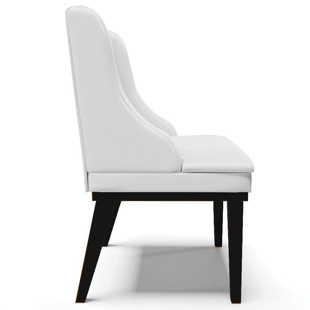 Kit 2 Cadeiras Decorativas Sala De Jantar Base Fixa De Madeira Firenze Pu Branco Fosco/preto G19 - 4