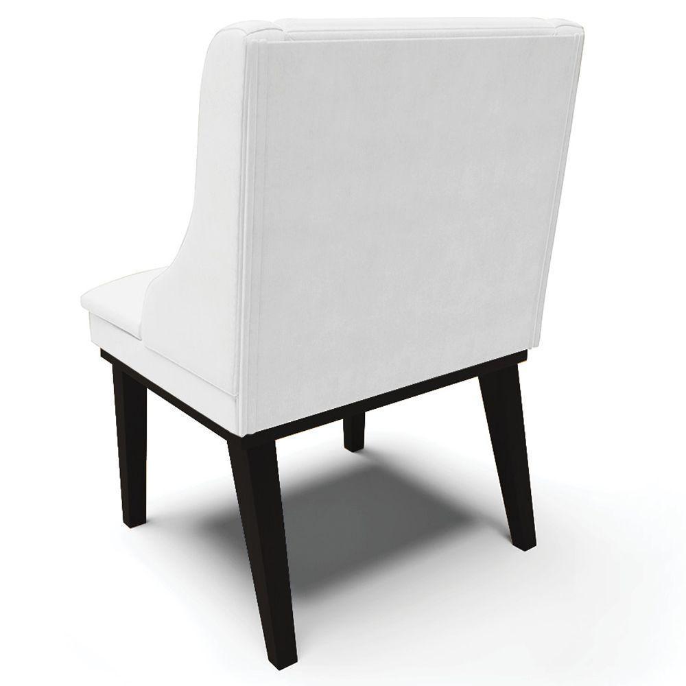 Kit 2 Cadeiras Decorativas Sala De Jantar Base Fixa De Madeira Firenze Pu Branco Fosco/preto G19 - 7
