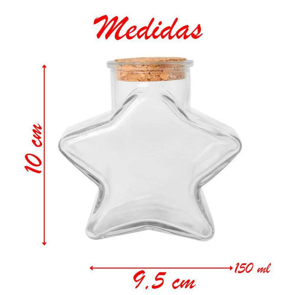 Kit 4 Potes De Vidro Estrela Com Tampa 150ml - 2