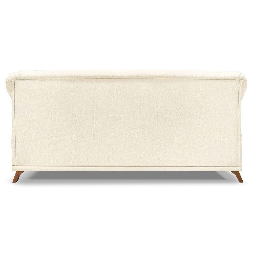 Sofá Living 2 Lugares 1,80m Vênus Linho Bege Pés Castanho - 2