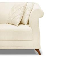 Sofá Living 2 Lugares 1,80m Vênus Linho Bege Pés Castanho - 8