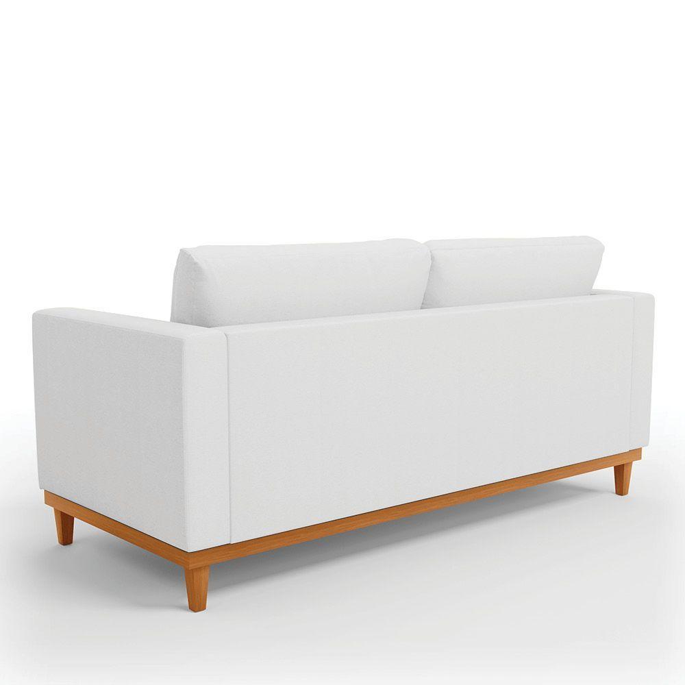 Sofá 03 Lugares Linho Cinza A05 Base Madeira Castanho - 5