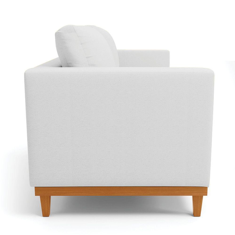 Sofá 03 Lugares Linho Cinza A05 Base Madeira Castanho - 6