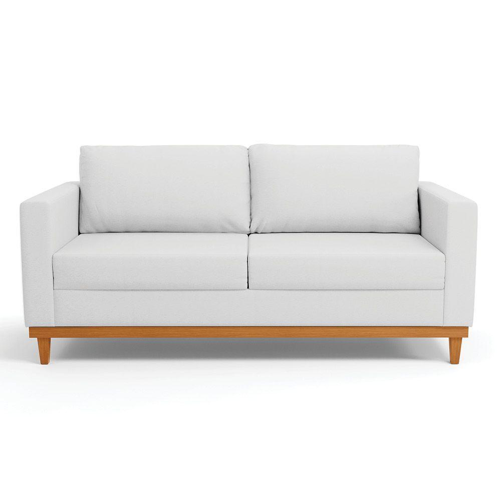 Sofá 03 Lugares Linho Cinza A05 Base Madeira Castanho - 7