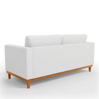 Sofá 03 Lugares Linho Cinza A05 Base Madeira Castanho - 5