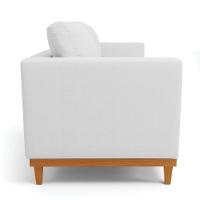 Sofá 03 Lugares Linho Cinza A05 Base Madeira Castanho - 6