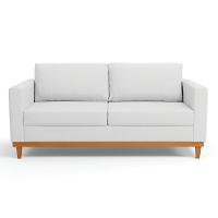 Sofá 03 Lugares Linho Cinza A05 Base Madeira Castanho - 7