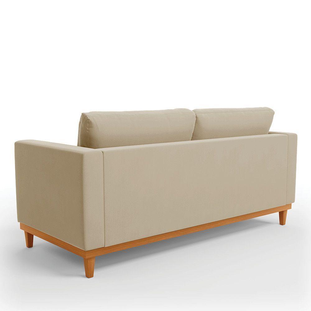 Sofá 03 Lugares Juliette Marrom Rato Base Madeira Castanho - 5