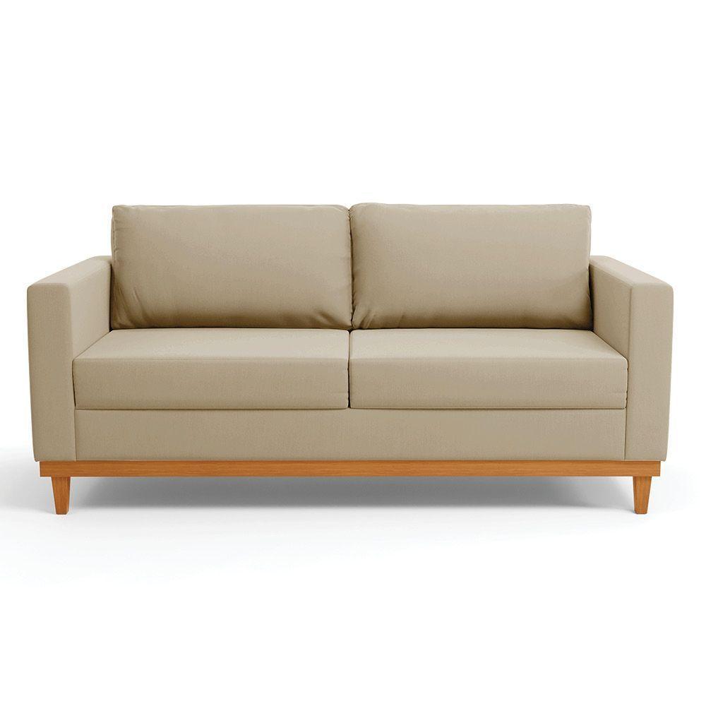 Sofá 03 Lugares Juliette Marrom Rato Base Madeira Castanho - 7