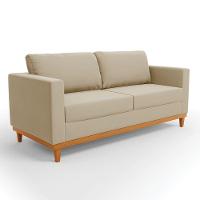 Sofá 03 Lugares Juliette Marrom Rato Base Madeira Castanho - 1