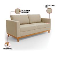 Sofá 03 Lugares Juliette Marrom Rato Base Madeira Castanho