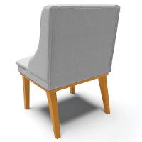 Kit 2 Cadeiras Decorativas Sala De Jantar Base Fixa De Madeira Firenze Linho Cinza/castanho G19 - Gran Belo - 2