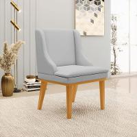 Kit 2 Cadeiras Decorativas Sala De Jantar Base Fixa De Madeira Firenze Linho Cinza/castanho G19 - Gran Belo - 9
