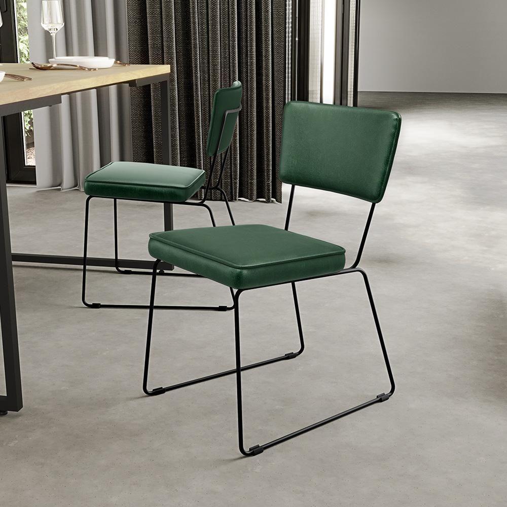 Kit 6 Cadeiras Estofada Sala De Jantar Base Aço Facto Verde Musgo - 9