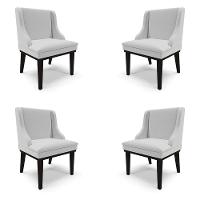 Kit 4 Cadeiras Decorativas Sala De Jantar Base Fixa De Madeira Firenze Linho Cinza/preto G19 - 1