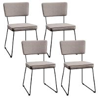 Kit 04 Cadeiras Estofada Para Sala De Jantar Base Aço Bege - 1