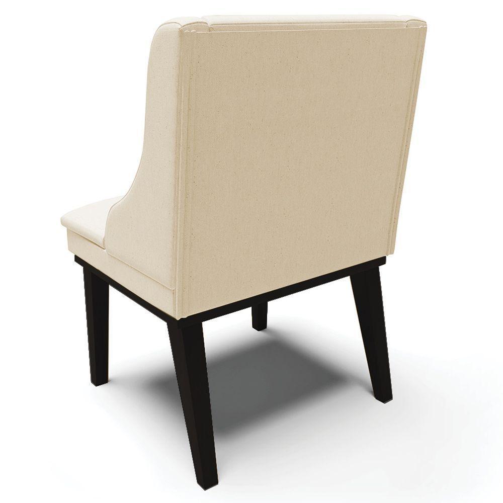Kit 2 Cadeiras Decorativas Sala De Jantar Base Fixa De Madeira Firenze Linho Bege/preto G19 - Gran Belo - 2