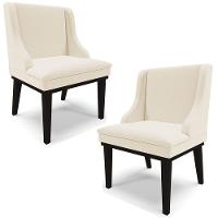 Kit 2 Cadeiras Decorativas Sala De Jantar Base Fixa De Madeira Firenze Linho Bege/preto G19 - Gran Belo - 1