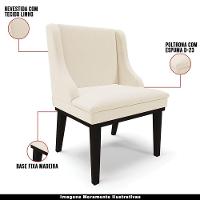 Kit 2 Cadeiras Decorativas Sala De Jantar Base Fixa De Madeira Firenze Linho Bege/preto G19 - Gran Belo - 12