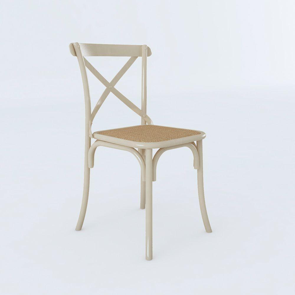 Kit 6 Cadeiras Jantar Off White Assento Bege Aço Branco - 4