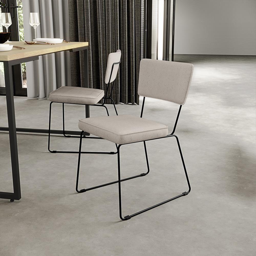 Kit 4 Cadeiras Estofada Para Sala De Jantar Base Em Aço Cru - 9