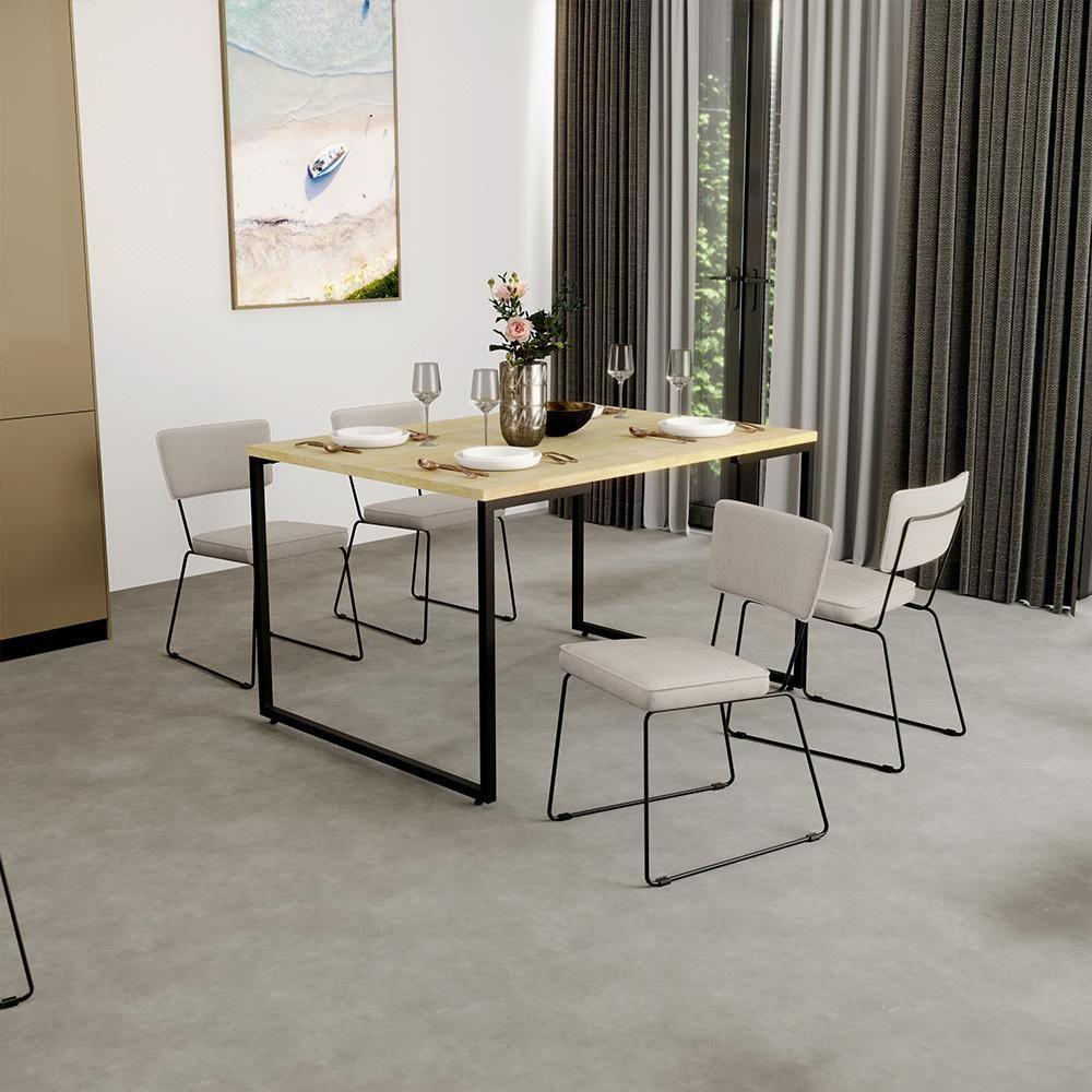 Kit 4 Cadeiras Estofada Para Sala De Jantar Base Em Aço Cru - 10