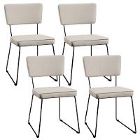 Kit 4 Cadeiras Estofada Para Sala De Jantar Base Em Aço Cru - 1