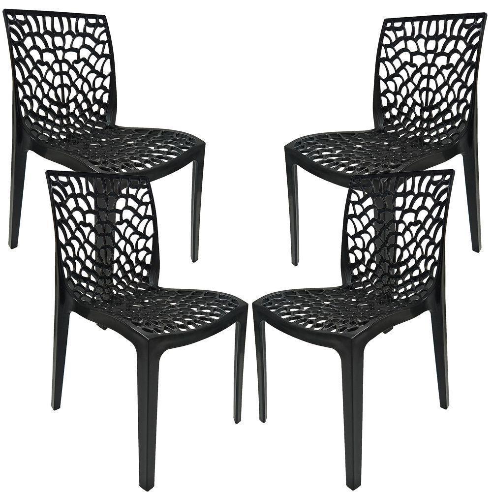 Kit 04 Cadeiras Sala De Jantar Gruvyer F03 Preto - 1