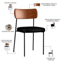 Kit 06 Cadeiras Para Sala De Jantar Melina Camel Preto - 6