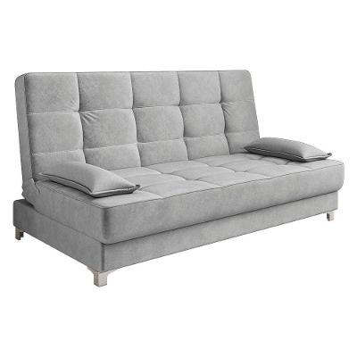 Sofá Cama Equador 193 Cm Veludo Cinza Pés Plástico Cromado