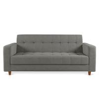 Sofá 03 Lugares Arezzo Suede Grafite Pés Chanfrado Castanho - 6