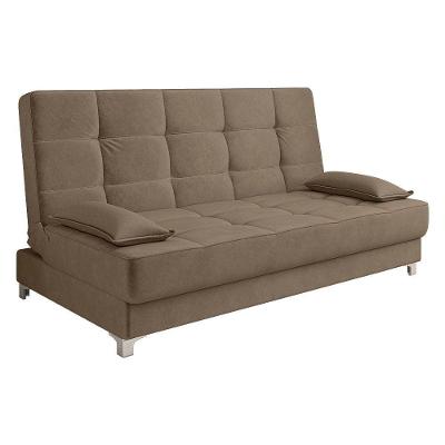 Sofá Cama 193 Cm Veludo Cappucino Pés Plástico Cromado