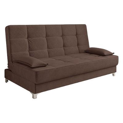 Sofá Cama Equador 193 Cm Veludo Marrom Pés Plástico Cromado