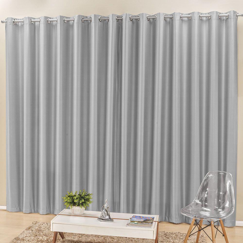 Cortina Madri Para Trilho Suisso Max Tecido Semi Blackout 3,00M X 2,50M - Cinza - 1