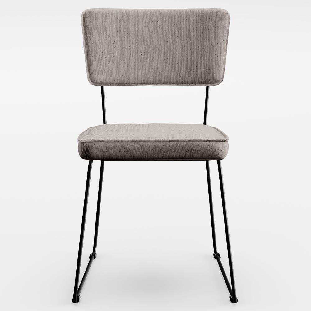 Kit 06 Cadeiras Estofada Para Sala De Jantar Base Aço Bege - 5