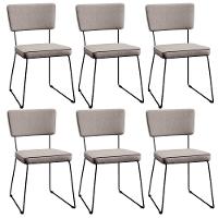 Kit 06 Cadeiras Estofada Para Sala De Jantar Base Aço Bege - 1