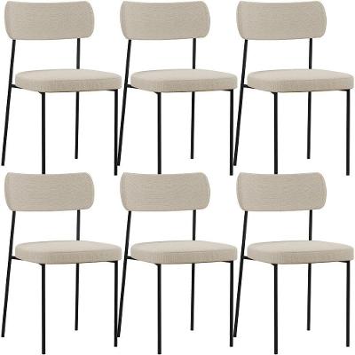 Kit 06 Cadeiras Estofada Para Sala De Jantar Linho Bege