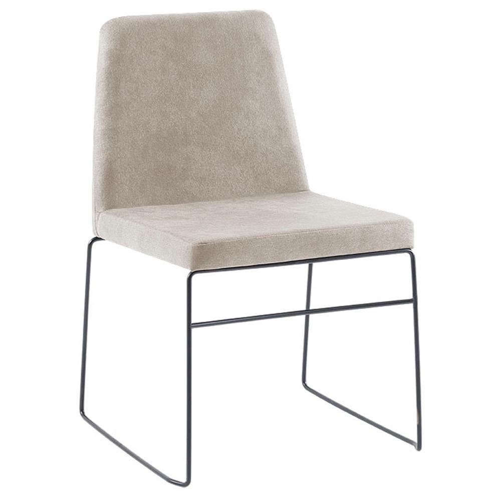 Cadeira Estofada Base Em Aço F41 Camurça Bege Dmobiliario Bege - 1