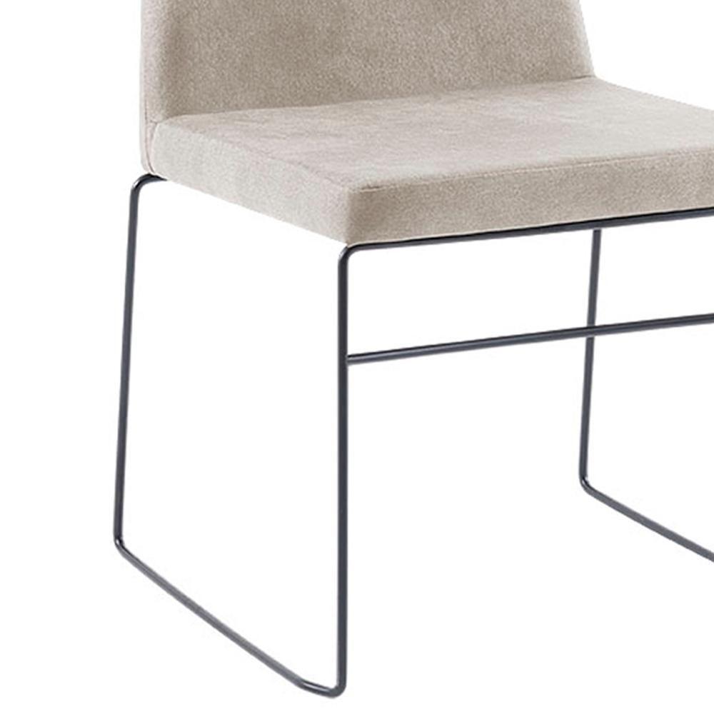 Cadeira Estofada Base Em Aço F41 Camurça Bege Dmobiliario Bege - 4