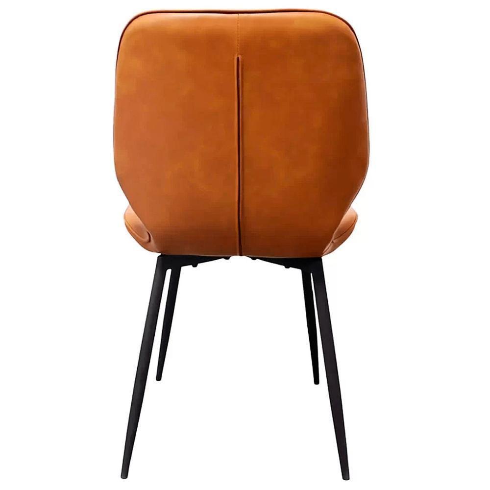 Kit 4 Cadeiras Bergen Fratini Revestida Em Poliuretano (pu) Cor Caramelo Base Em Aço Preto - 4