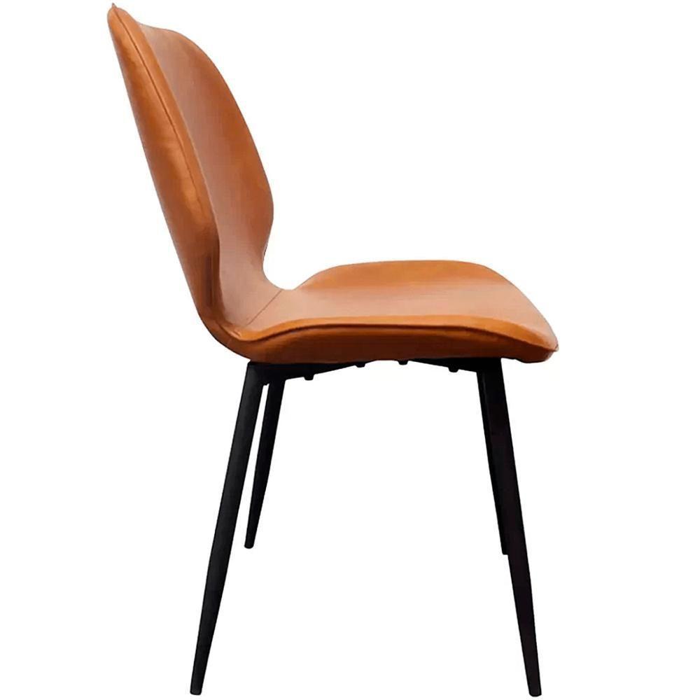 Kit 4 Cadeiras Bergen Fratini Revestida Em Poliuretano (pu) Cor Caramelo Base Em Aço Preto - 5