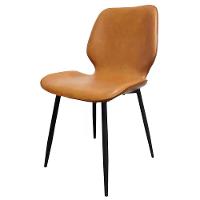 Kit 4 Cadeiras Bergen Fratini Revestida Em Poliuretano (pu) Cor Caramelo Base Em Aço Preto - 6