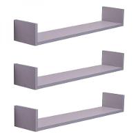 Kit 3 Prateleiras U 60 X 10cm Cinza Claro Suporte Invisível - 3